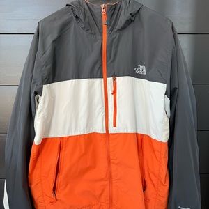 North Face Rain Jacket - Men’s Large - Grey/White/Orange